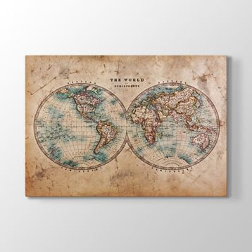 Tabloshop Dünya Haritası Eski 75x50 cm Tablo