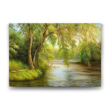Tabloshop Göl ve Ağaç 45x30 cm Tablo