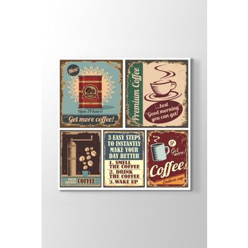 Tabloshop Kahve Retro Kolaj 50x50 cm Tablo