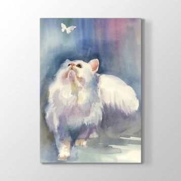 Tabloshop Kedi ve Kelebek 40x60 cm Tablo