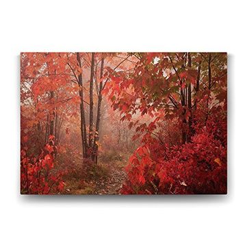 Tabloshop Kırmızı Çınar Yapraklı 60x40 cm Tablo