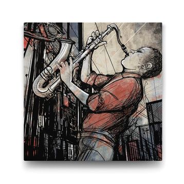 Tabloshop Saksafon Çalan Adam 90x90 cm Tablo