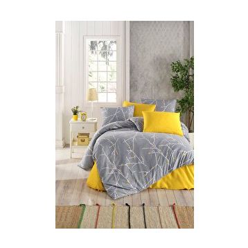 Tabu Home Parure Dallı Gri Çift Kişilik Nevresim Takımı