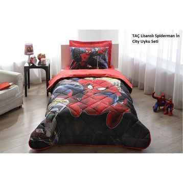 Taç 3051 Lisanslı Spiderman In City Tek Kişilik Uyku Seti