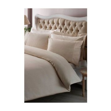Taç 60117190 Premium Basic Stripe Çif Kişilik Krem Nevresim Takımı