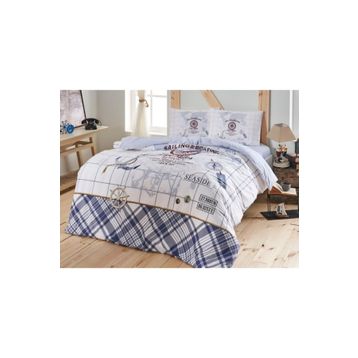 Taç 60251375 3518 Ranforce Sea Side Çift Kişilik Mavi Nevresim Takımı