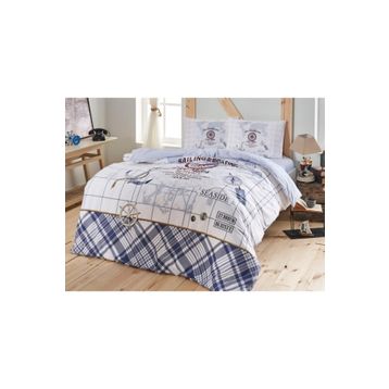 Taç 60251375 3518 Ranforce Sea Side Çift Kişilik Mavi Nevresim Takımı