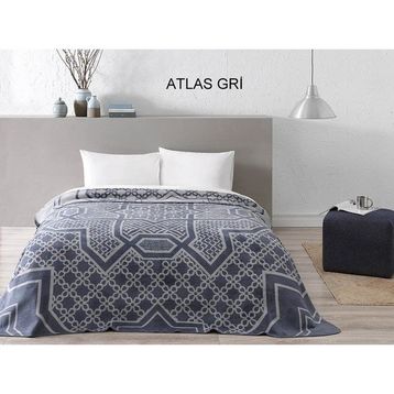 Taç Atlas Gri Çift Kişilik Battaniye
