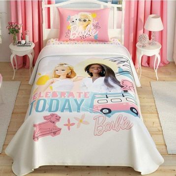 Taç Barbie Celebration Tek Kişilik Pike Takımı Set