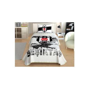 Taç Beşiktaş Kartal Pamuk Lisanslı Çarşaflı 100x200 cm Tek Kişilik Pike Takımı