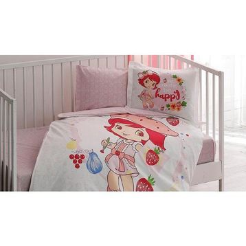 Taç Çilek Kız Shortcake Paint Baby Lisanslı Bebek Nevresim Takımı