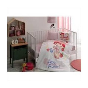 Taç Çilek Kız Shortcake Paint Baby Lisanslı Bebek Nevresim Takımı