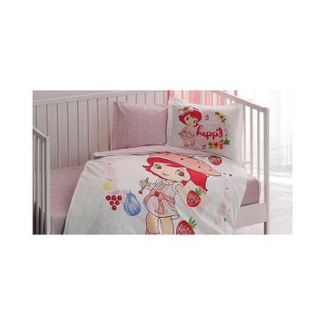 Taç Çilek Kız Shortcake Paint Baby Lisanslı Bebek Nevresim Takımı