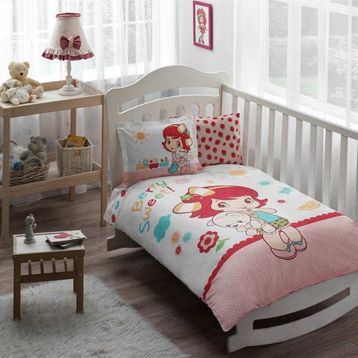 Taç Çilek Kız Shortcake Paint Baby Lisanslı Bebek Nevresim Takımı
