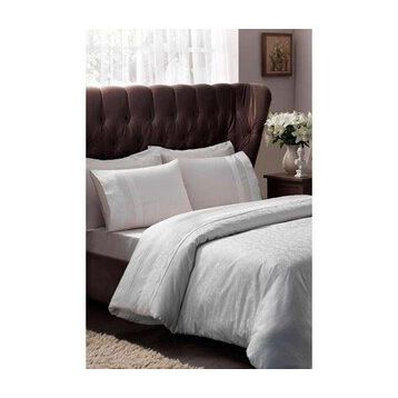 Taç Clemente Elegance Jakarlı Saten Ekru Çift Kişilik Nevresim Takımı Set