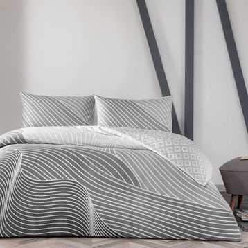 Taç Crumbly Gri 160 x 220 cm Ranforce Tek Kişilik Nevresim Takımı