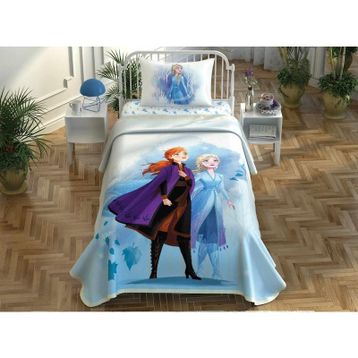 Taç Disney Frozen 2 Sisters Queen Lisanslı 120x200 cm Tek Kişilik Pike Takımı