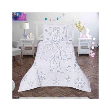 Taç Disney Frozen Snow Flower Lisanslı Jakar Yatak Örtüsü