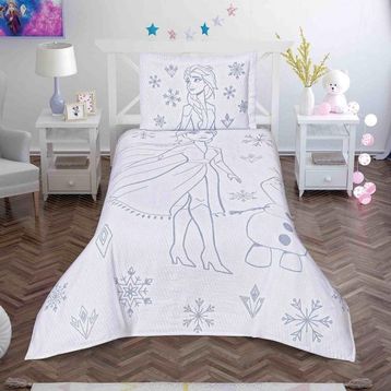 Taç Disney Frozen Snow Flower Lisanslı Jakar Yatak Örtüsü