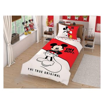 Taç Disney Mickey Çek Canlandır Desenli Tek Kişilik Nevresim Takımı