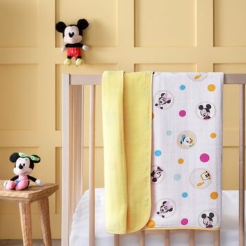 Taç Disney Mickey Çok Renkli Pamuk Lisanslı Müslin Baby Battaniye