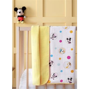 Taç Disney Mickey Çok Renkli Pamuk Lisanslı Müslin Baby Battaniye