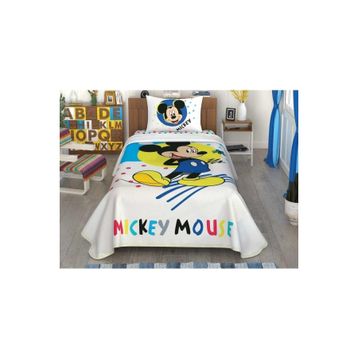 Taç Disney Mickey Colour %100 Pamuk Lisanslı 100x200 cm Tek Kişilik Pike Takımı