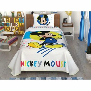 Taç Disney Mickey Colour %100 Pamuk Lisanslı 100x200 cm Tek Kişilik Pike Takımı