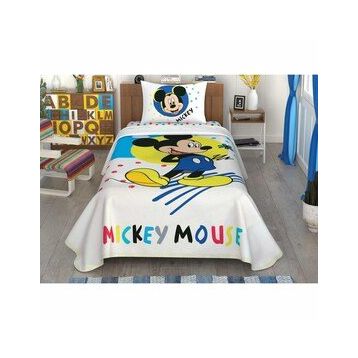 Taç Disney Mickey Colour %100 Pamuk Lisanslı 100x200 cm Tek Kişilik Pike Takımı