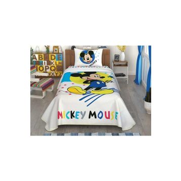 Taç Disney Mickey Colour %100 Pamuk Lisanslı 100x200 cm Tek Kişilik Pike Takımı