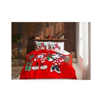 Taç Disney Minnie Mickey Christmas Lisanslı Çift Kişilik Nevresim Takımı