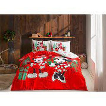 Taç Disney Minnie Mickey Christmas Lisanslı Çift Kişilik Nevresim Takımı