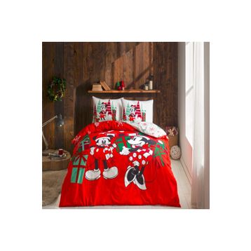 Taç Disney Minnie Mickey Christmas Lisanslı Çift Kişilik Nevresim Takımı
