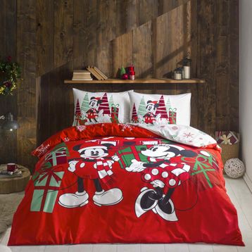 Taç Disney Minnie Mickey Christmas Lisanslı Çift Kişilik Nevresim Takımı
