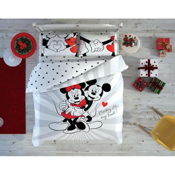 Taç Disney Minnie Mickey Love Day Pamuk Lisanslı Renkli Nevresim Takımı