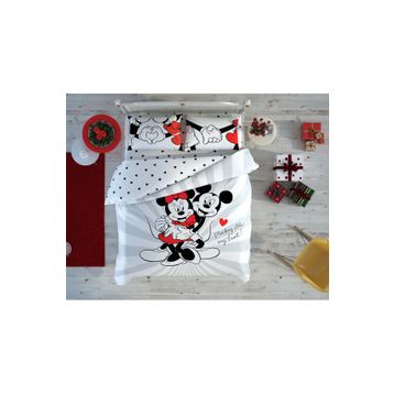 Taç Disney Minnie Mickey Love Day Pamuk Lisanslı Renkli Nevresim Takımı