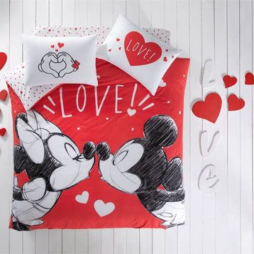 Taç Disney Minnie Mickey Lovely Lisanslı Pamuk Nevresim Takımı