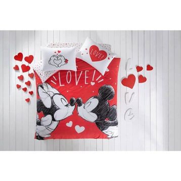 Taç Disney Minnie Mickey Lovely Lisanslı Pamuk Nevresim Takımı