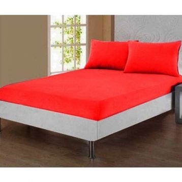 Taç Fitted Penye Tek Kişilik Kırmızı Çarşaf Seti