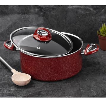 Taç Granit 20cm Kırmızı Derin Tencere