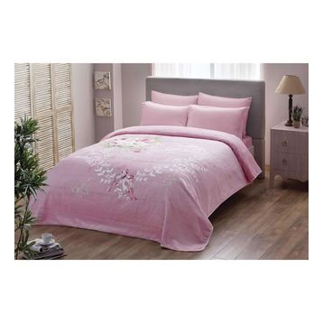 Taç Happy Day Tulin Ranforce Pembe Çift Kişilik Battaniye