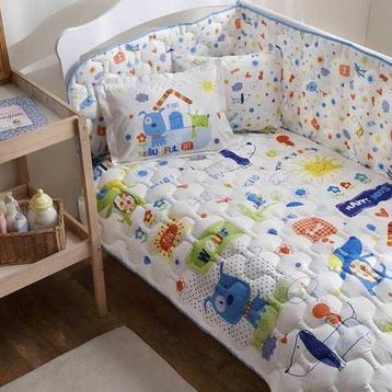 Taç Happy Dogs Mavi Ranforce Bebek Uyku Seti
