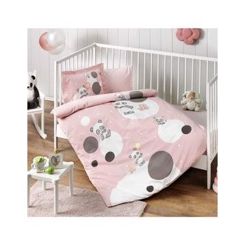 Taç Happy Moon Pamuklu Pembe Bebek Nevresim Takımı Seti