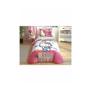 Taç Hello Kitty Rainbow Pembe Nevresim Takımı