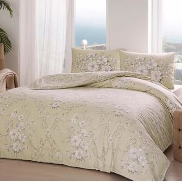 Taç Lily Ranfonce Bej Tek Kişilik Nevresim Takımı