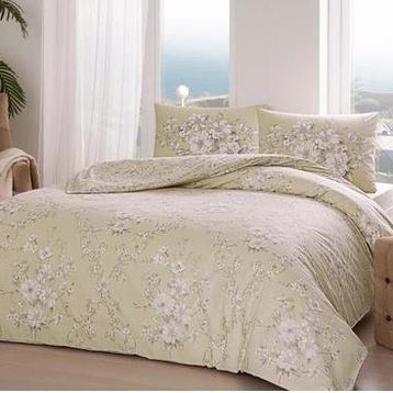 Taç Lily Ranfonce Bej Tek Kişilik Nevresim Takımı