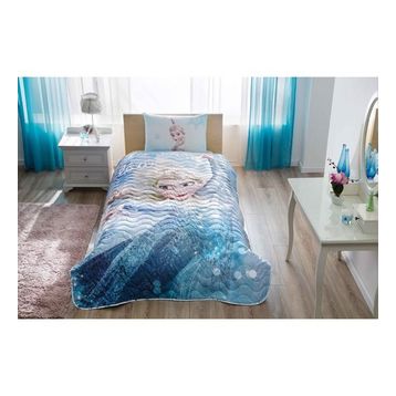 Taç Lisanslı Disney Frozen Glitter Tek Kişilik Yatak Örtüsü Seti