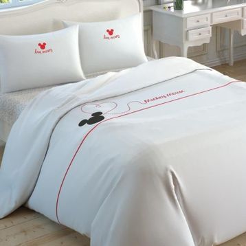 Taç Lisanslı Disney Mickey Embroidery Pamuk Çift Kişilik Nevresim Takımı
