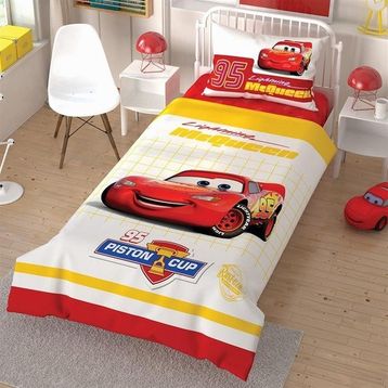 Taç Lisanslı Genç Dısney Cars Lıght Koyu Mavi 160x220 Cm Tek Kişilik Nevresim Takımı