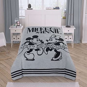 Taç Lisanslı Pamuk Mickey&Minnie Dancıng Çok Renkli Çift Kişilik Battaniye